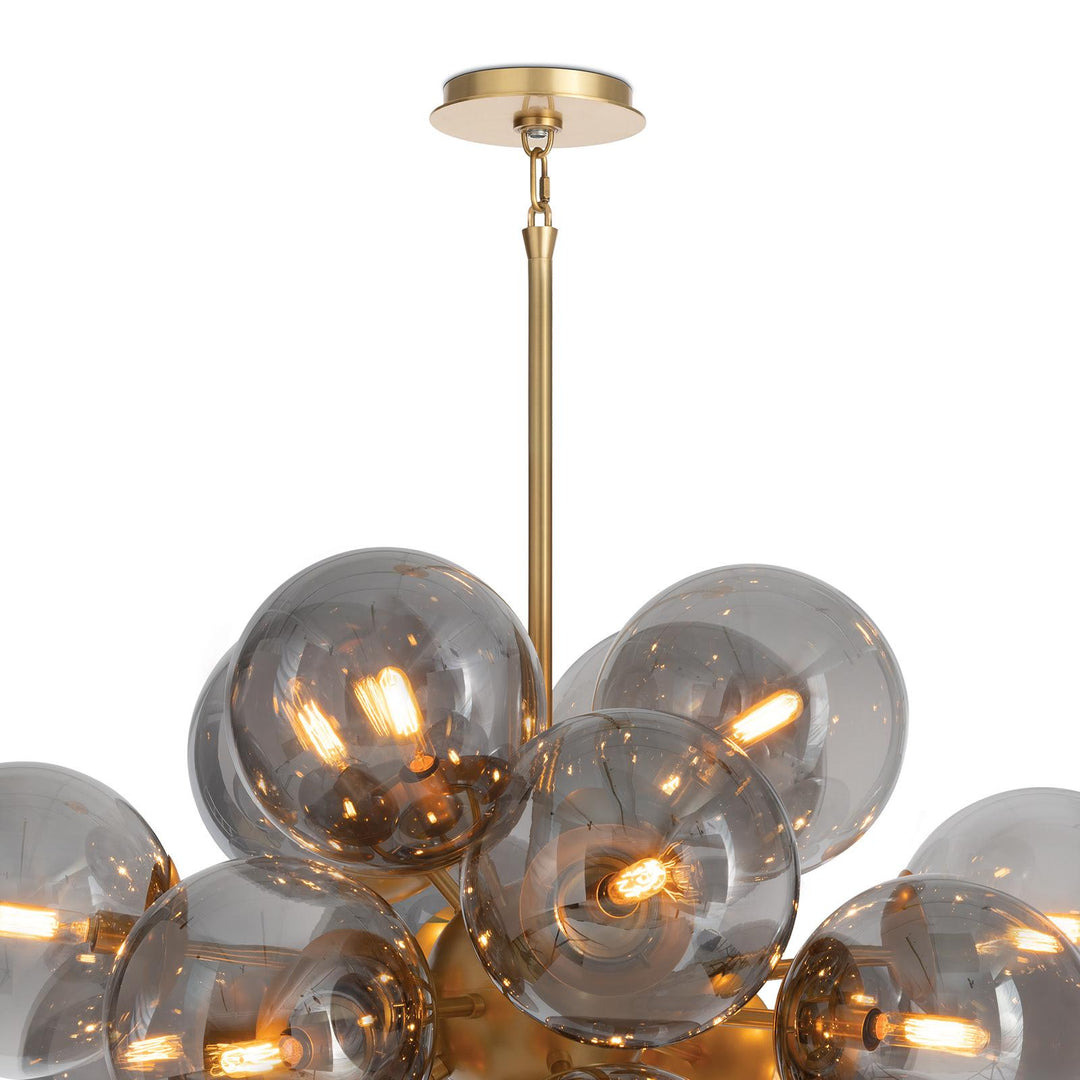 Shine | Chandelier | Natural Brass with Smoke Glass