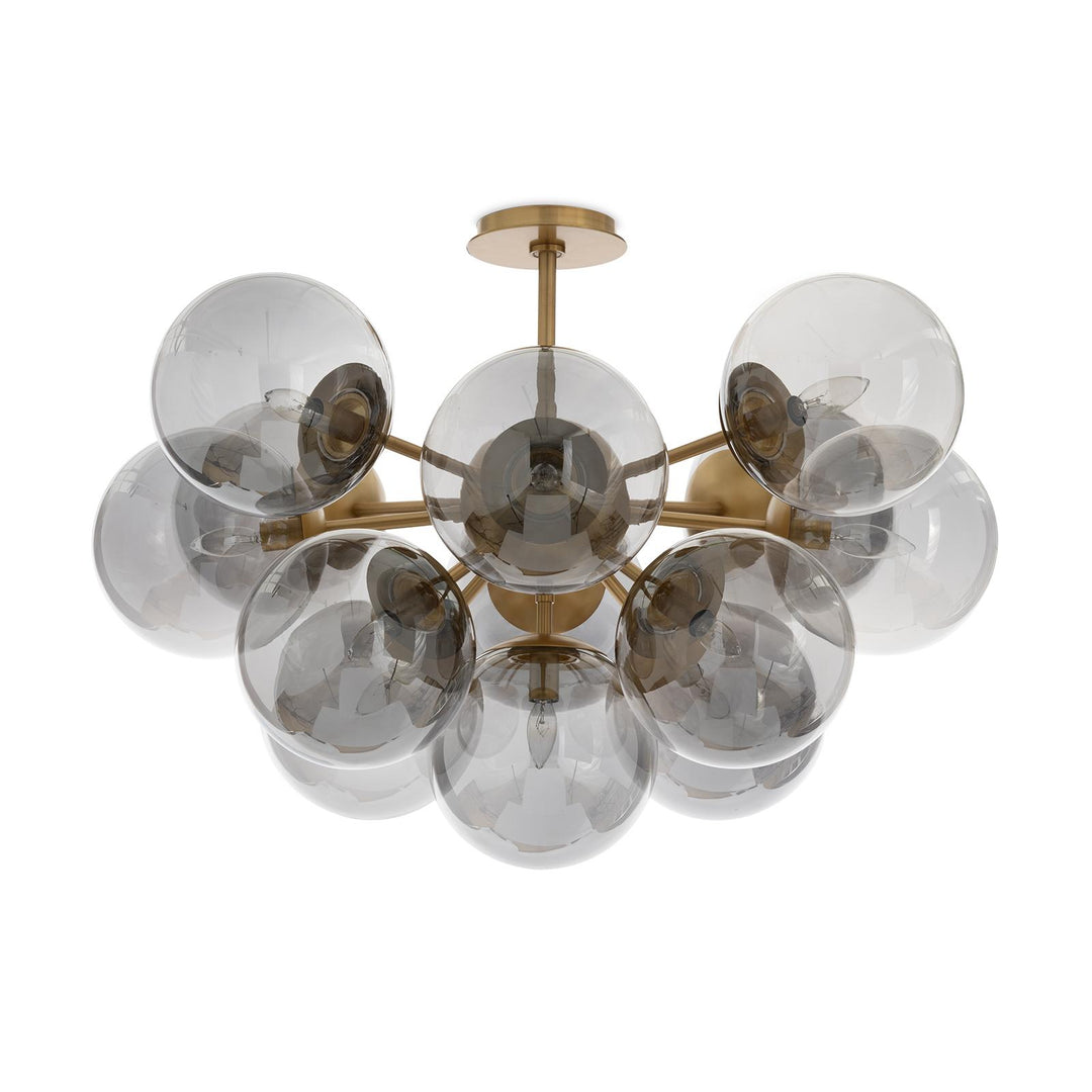 Shine | Flush Mount | Natural Brass with Smoke Glass