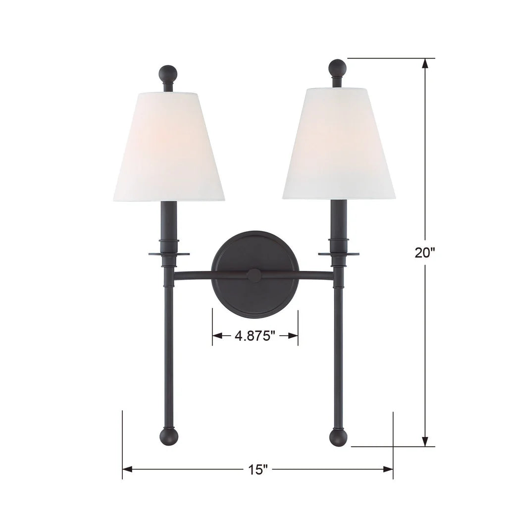 Riverdale 2 Light Black Forged Sconce
