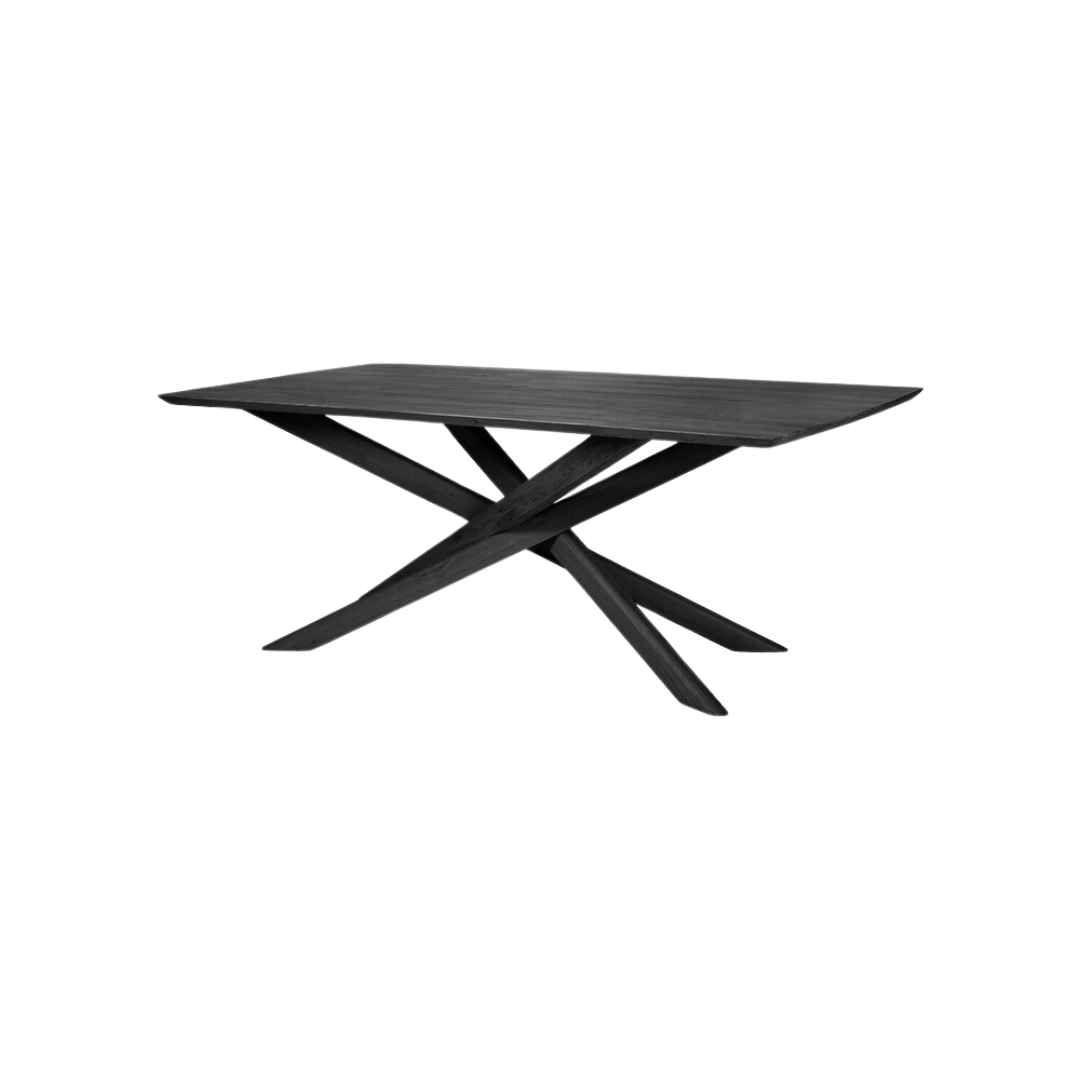 Mikado Dining Table - Varnished Oak - Black - Rectangular