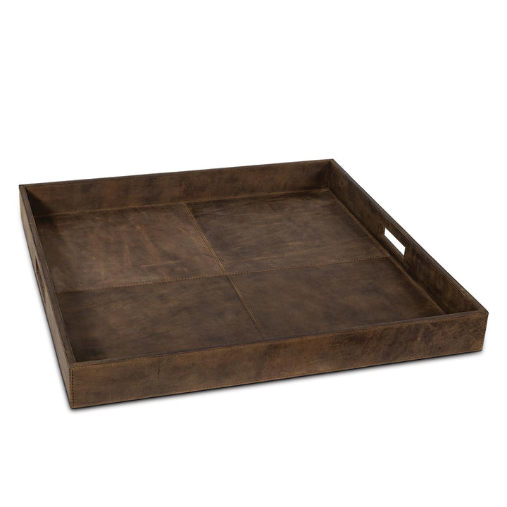 Derby Square Leather Tray | Brown