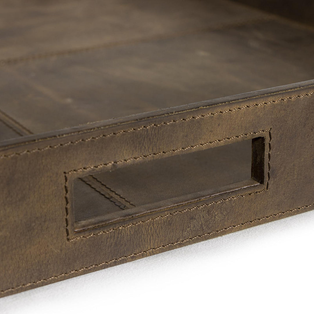 Derby Square Leather Tray | Brown