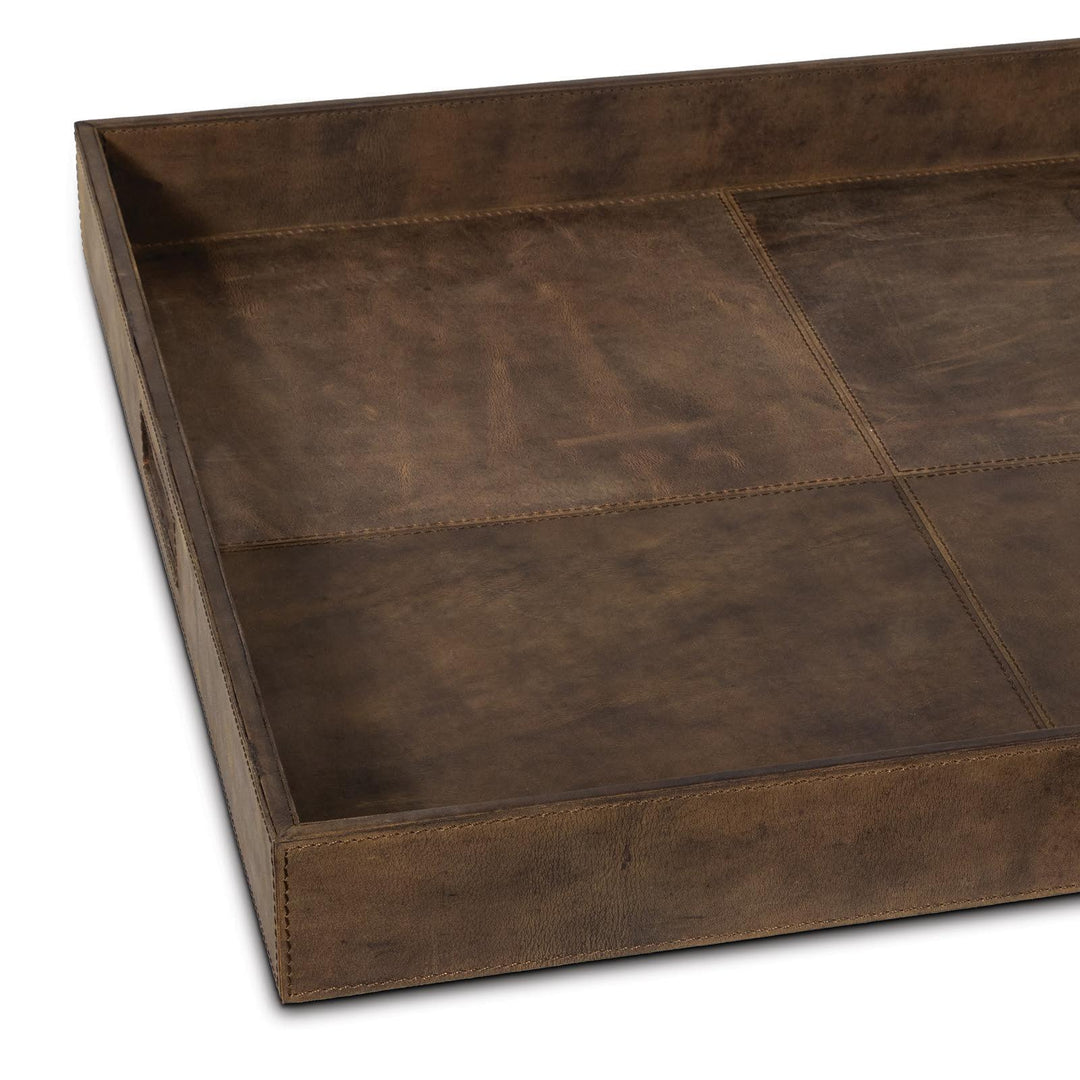 Derby Square Leather Tray | Brown