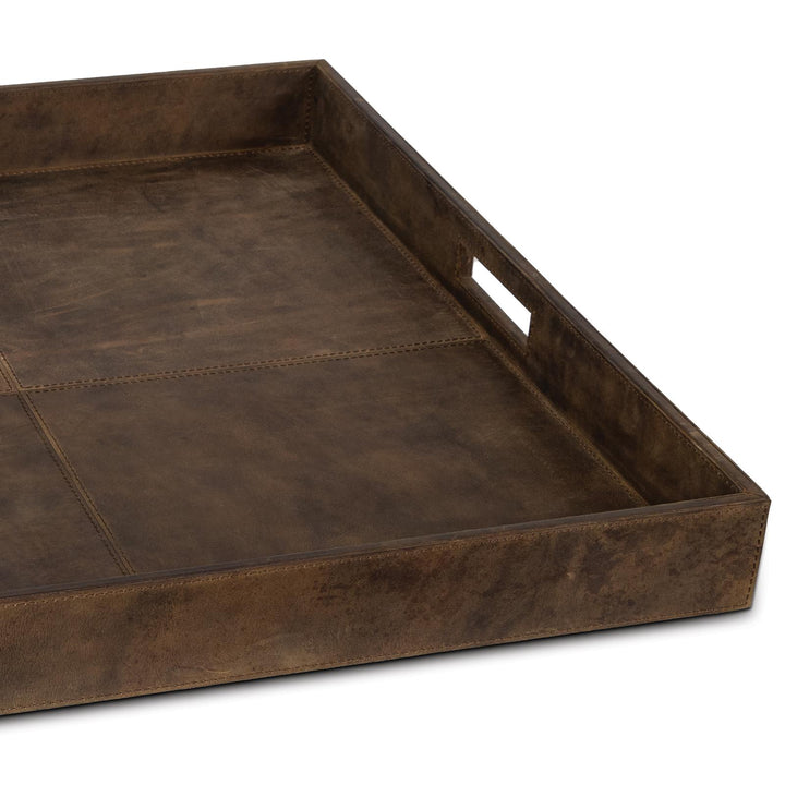 Derby Square Leather Tray | Brown