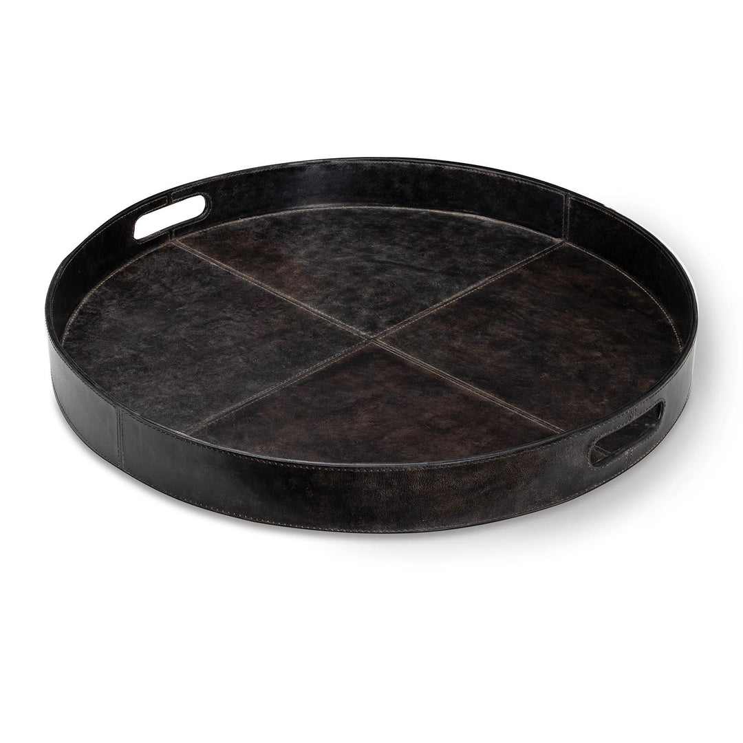 Derby Round Leather Tray | Black