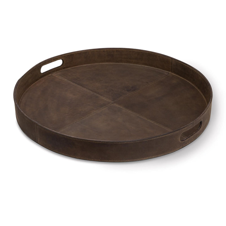 Derby Round Leather Tray | Brown