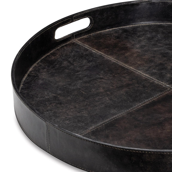 Derby Round Leather Tray | Black