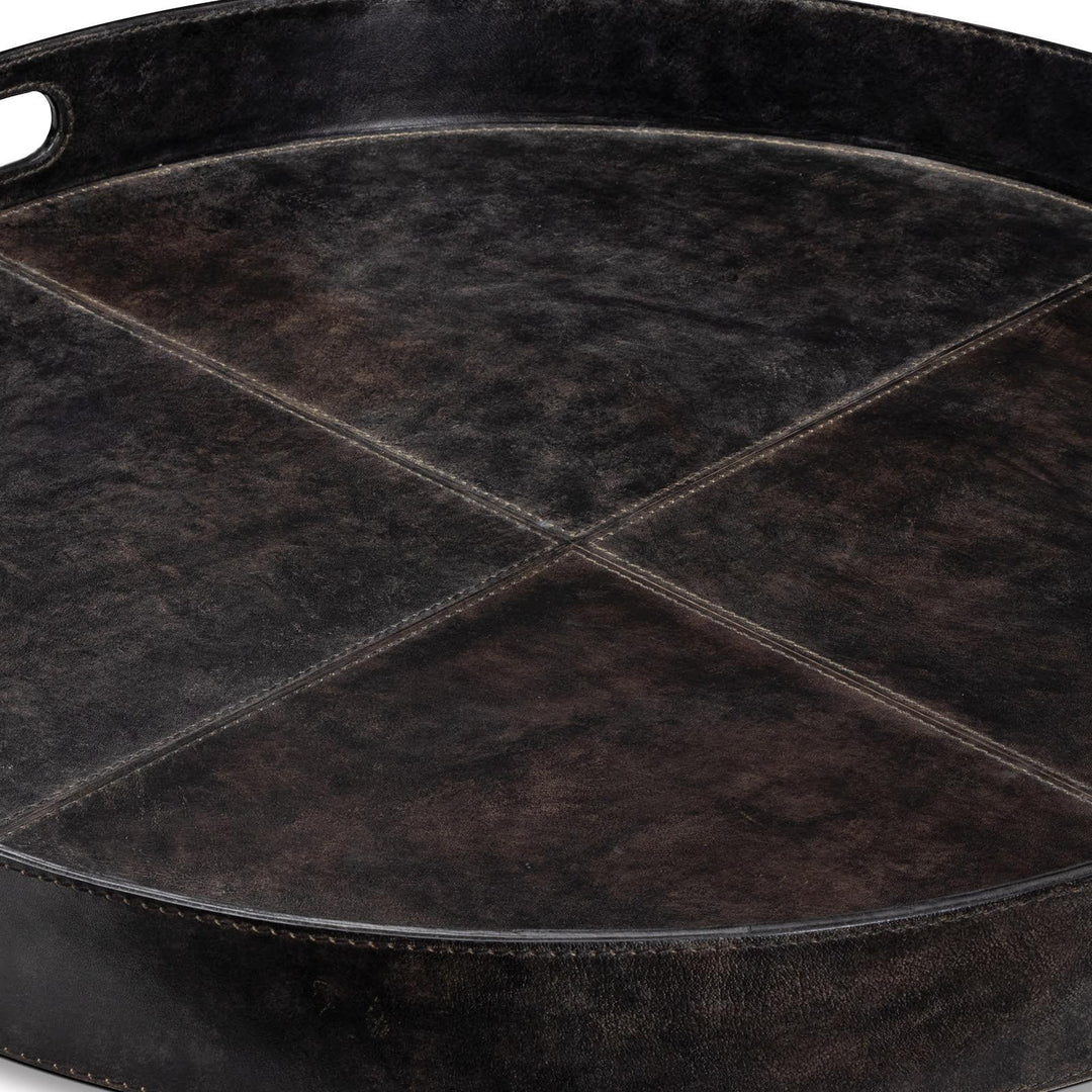 Derby Round Leather Tray | Black