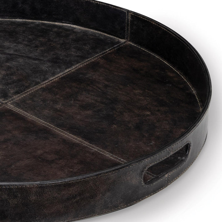 Derby Round Leather Tray | Black