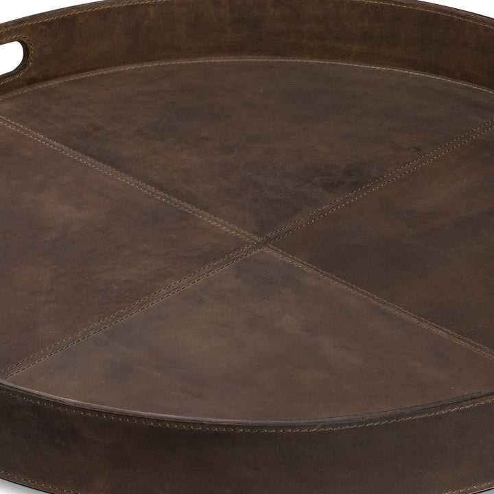 Derby Round Leather Tray | Brown