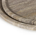 Sutton Round Travertine Tray Set | Grey