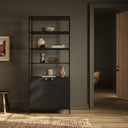 Trey Modular Wide Bookcase - Black Wash Poplar