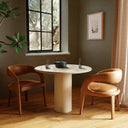 Belle Round Dining Table - Cream Marble
