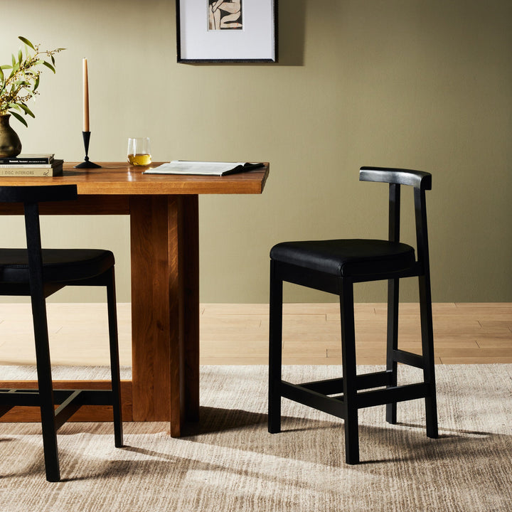 Tex Counter Stool - Black Leather