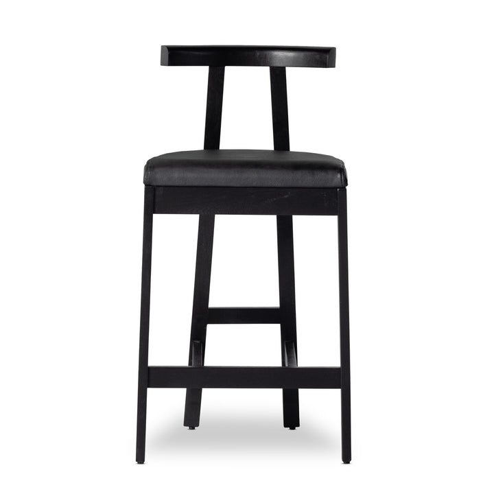 Tex Bar Stool - Black Leather