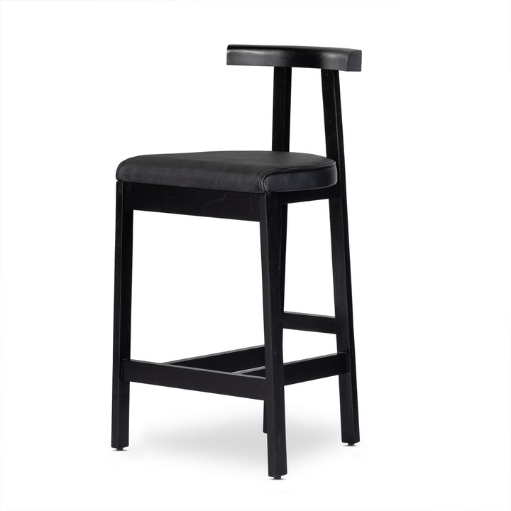 Tex Bar Stool - Black Leather