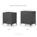 Belmont Large Storage Nightstand - Black