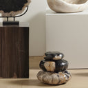 Petrified Wood Organic Sculpture, Set Of 3 - Dark Petrified Wood