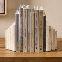 Stepped Bookends - White Travertine