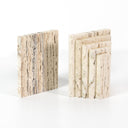 Stepped Bookends - White Travertine
