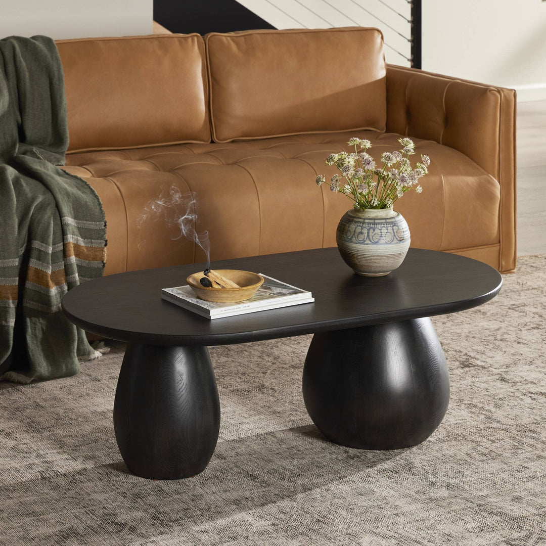 Merla Wood Coffee Table - Black Wash Ash Veneer