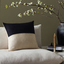 Handwoven Merido Pillow - Black - Beige Cotton