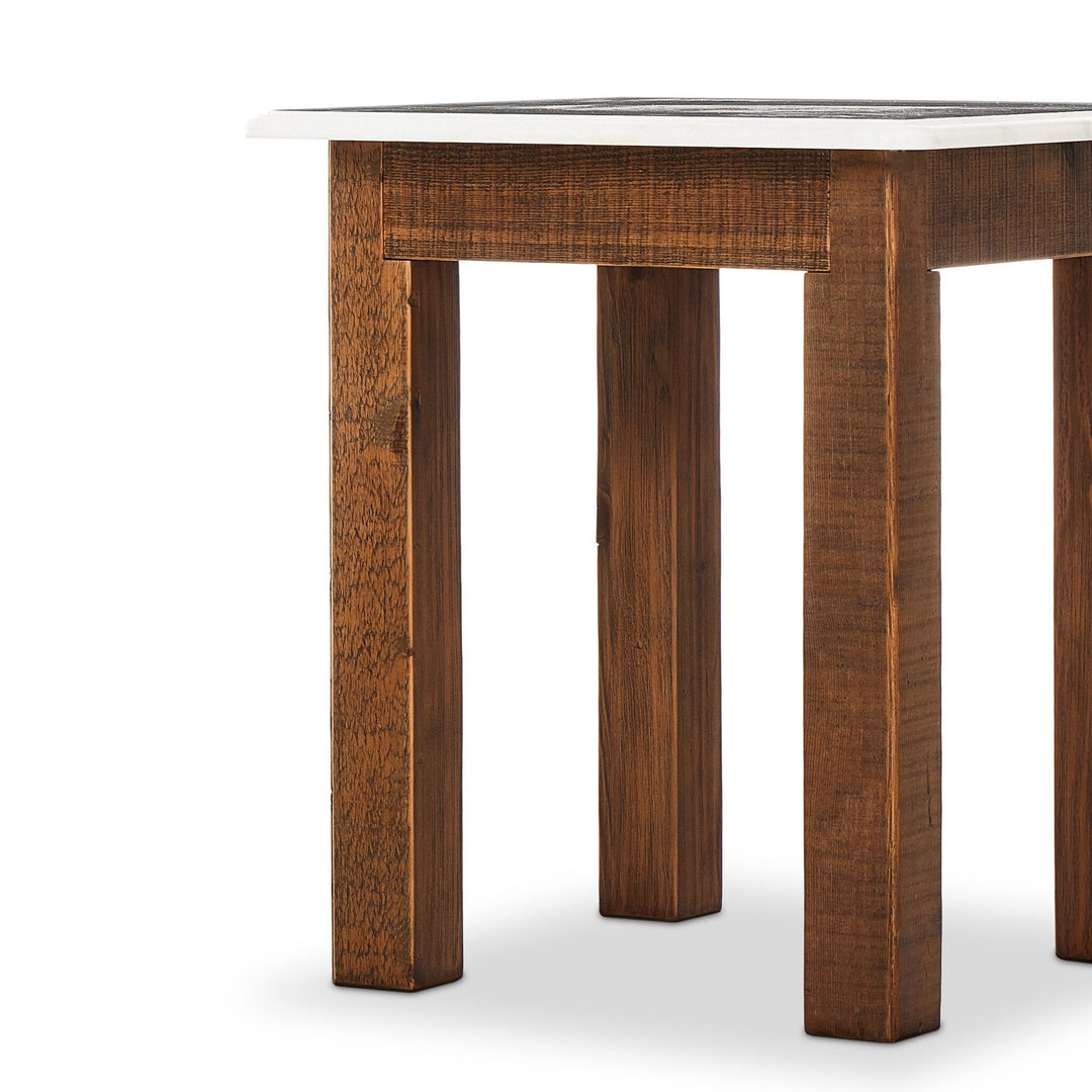 Jessa End Table - Honed White Marble