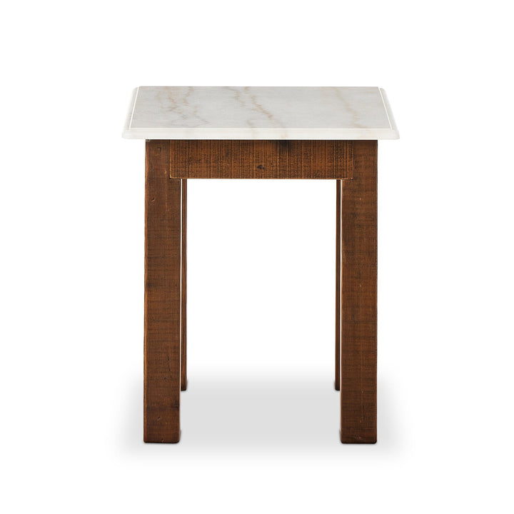 Jessa End Table - Honed White Marble