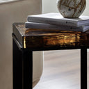 Lennie Cast Glass End Table - Amber Cast Glass