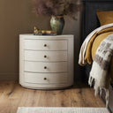 Amelia Oval Nightstand - Ivory Painted Linen