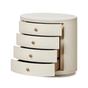 Amelia Oval Nightstand - Ivory Painted Linen
