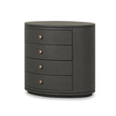 Amelia Oval Nightstand - Dark Green Lacquered Linen