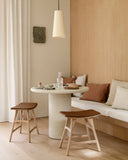 Elements Dining Table | Varnished Microcement | Off White | Round | 49" X 49"