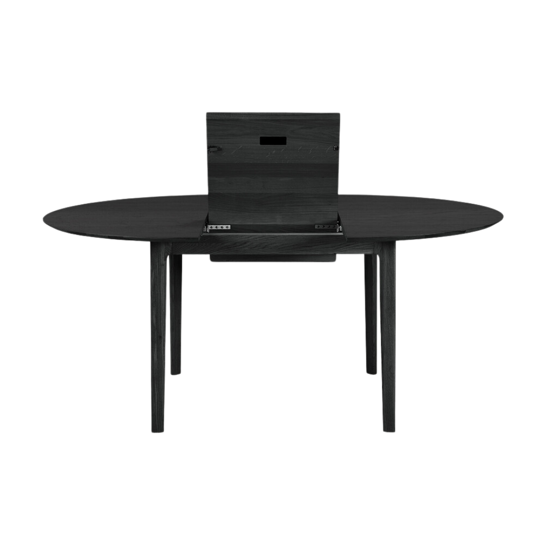 Bok Extendable Dining Table - Varnished Oak - Black - Round