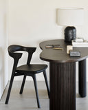 Bok Dining Chair | Varnished Oak | Brown | Brown Leather