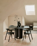 Bok Dining Chair | Varnished Oak | Brown | Brown Leather