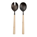 Maple Wood Salad Servers S/2, Tumbled Black
