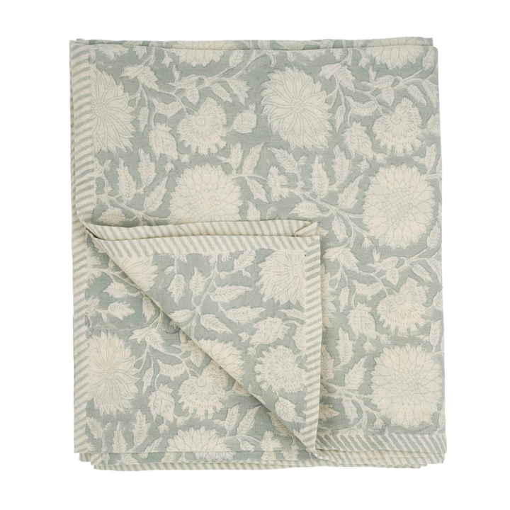 Maeve Block Print Tablecloth Mist