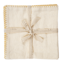 Gold Blanket Stitch Napkins S/4, Off-White