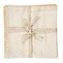 Gold Blanket Stitch Napkins S/4, Off-White