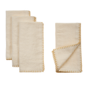 Gold Blanket Stitch Napkins S/4, Off-White