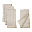 Gold Blanket Stitch Napkins S/4, Linen Grey