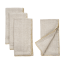 Gold Blanket Stitch Napkins S/4, Linen Grey
