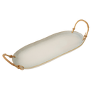Rattan Wrapped Ceramic Platter L