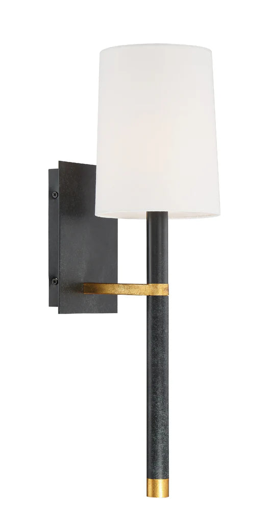 Weston 1 Light Black + Antique Gold Sconce