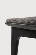 Bok Dining Chair | Varnished Oak | Black | Grey Fabric