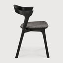 Bok Dining Chair | Varnished Oak | Black | Grey Fabric