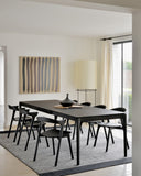 Bok Extendable Dining Table | Varnished Oak | Black | Rectangular | 55"|87" X 35"