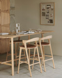Bok Bar Stool | Varnished Oak | Cognac Leather