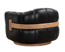 Tadeo Swivel Armchair - Rustic Oak - Vintage Black Night Leather